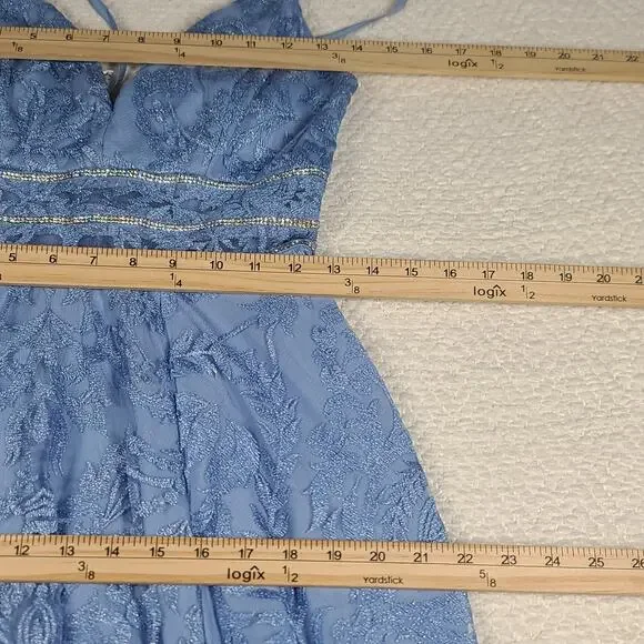 Speechless empire waist rhinestone embellished Prom formal lace dress Sz 3 Blue - Picture 11 of 11